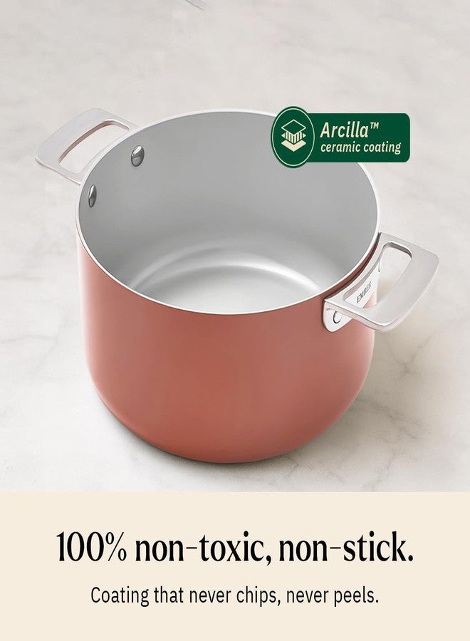 Ember Cookware قدر طهي سيراميك أرسيللا من إمبر كوكوير، 24 سم | قدر سعة 5 لترات غير لاصق وغير سام مع غطاء | معتمد من هيئة المواصفات والمقاييس الهندية | أواني طهي سيراميك | قدر برياني | مقبض فولاذي | خالٍ من مركبات PFAS وPTFE | ضمان 5 سنوات | تيراكوتا - Image 3